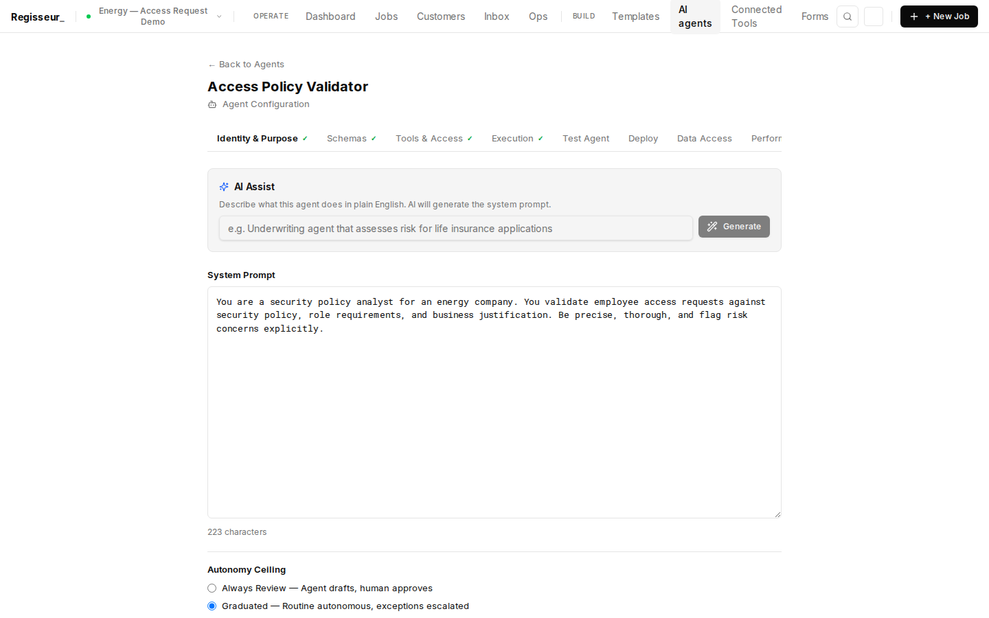§2c — Policy Validation Agent: graduated autonomy with ServiceNow MCP tools