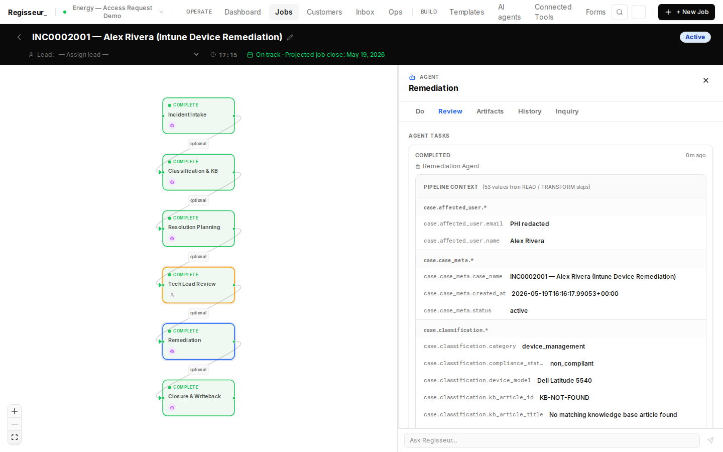 §7c — Remediation pipeline trace: ownership transferred, device compliant